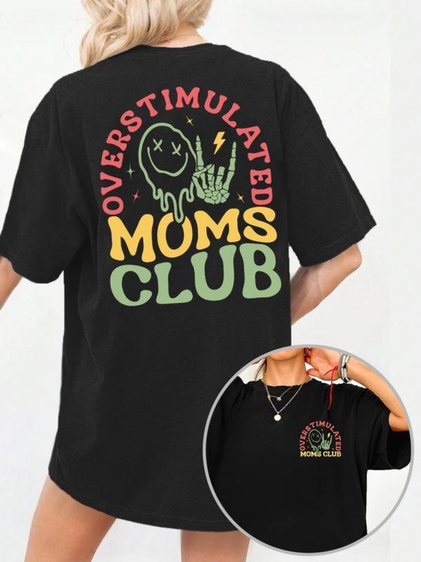 Overstimulated Moms Club Round Neck Vintage Casual - Adult & Kids T-Shirts, Sweatshirts & Hoodies apparel design preview 1