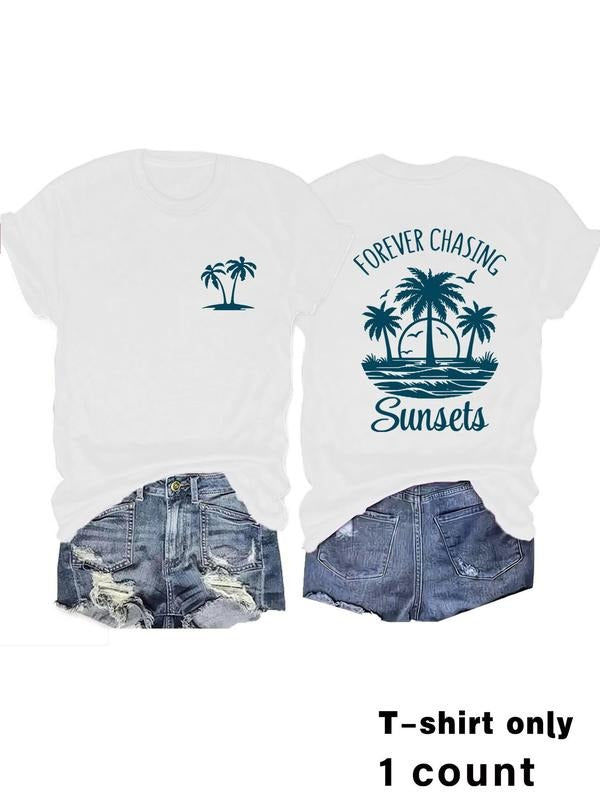 Palm Tree Letter Print Round Neck Vintage Casual - Adult & Kids T-Shirts, Sweatshirts & Hoodies apparel design preview 1