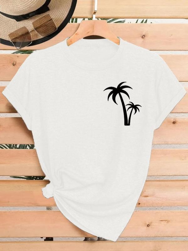 Palm Tree Print Round Neck Casual Short Sleeve Crew - Adult & Kids T-Shirts, Sweatshirts & Hoodies apparel design preview 1