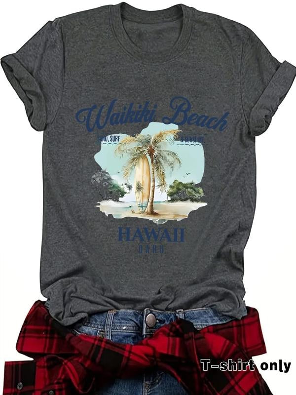 Palm Tree Print Round Neck Vintage Casual Short - Adult & Kids T-Shirts, Sweatshirts & Hoodies apparel design preview 1