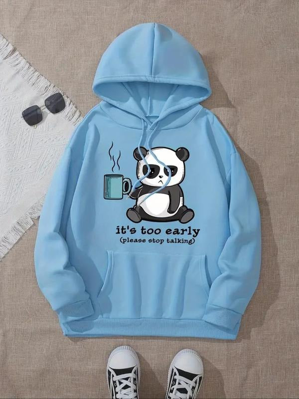 Panda Letter Print Drawstring Casual Hooded Daily - Adult & Kids T-Shirts, Sweatshirts & Hoodies apparel design preview 1