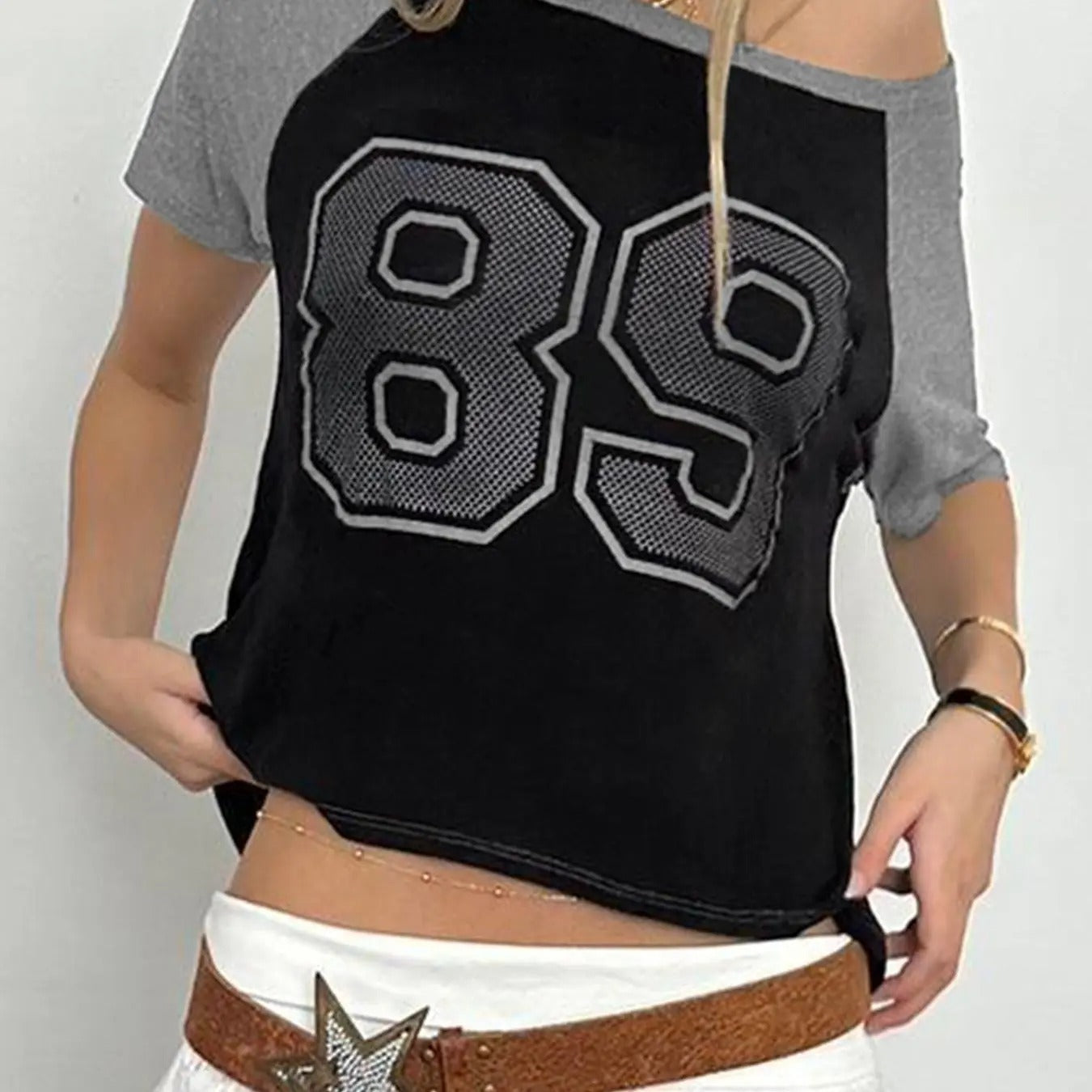 Patchwork Number Print Sleeve Casual Short Summer Top - Adult & Kids T-Shirts, Sweatshirts & Hoodies apparel design preview 1