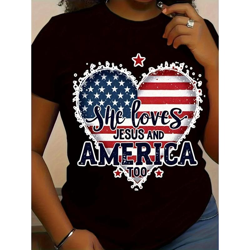 Patriotic "She Loves Jesus America Too" Red White - Adult & Kids T-Shirts, Sweatshirts & Hoodies apparel design preview 1