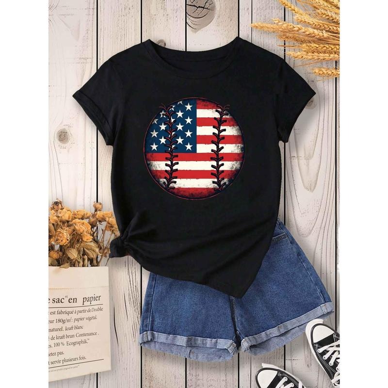 Patriotic American Flag Baseball Print Casual Gray - Adult & Kids T-Shirts, Sweatshirts & Hoodies apparel design preview 1