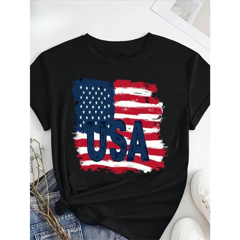 Patriotic USA Flag Print 100% Cotton Casual Round - Adult & Kids T-Shirts, Sweatshirts & Hoodies apparel design preview 1