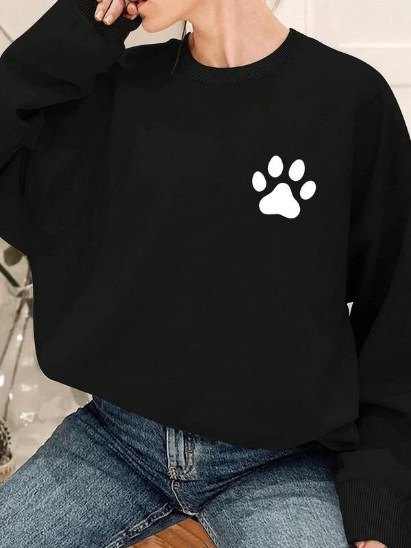 Paw Print Thermal Lined Casual Round Neck Fall Winter - Adult & Kids T-Shirts, Sweatshirts & Hoodies apparel design preview 1