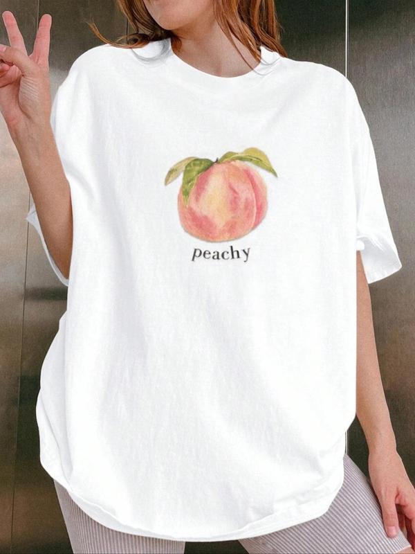 Peach Letter Print Drop Shoulder Casual Half Sleeve - Adult & Kids T-Shirts, Sweatshirts & Hoodies apparel design preview 1
