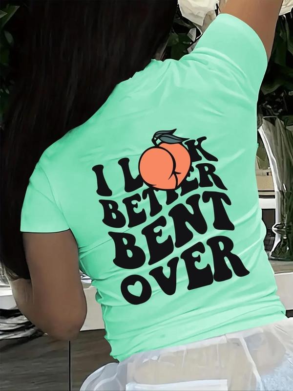 Peach Letter Print Round Neck Casual Short Sleeve - Adult & Kids T-Shirts, Sweatshirts & Hoodies apparel design preview 1
