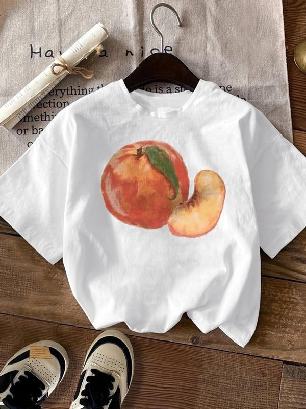 Peach Print Round Neck Casual Short Sleeve Crew - Adult & Kids T-Shirts, Sweatshirts & Hoodies apparel design preview 1