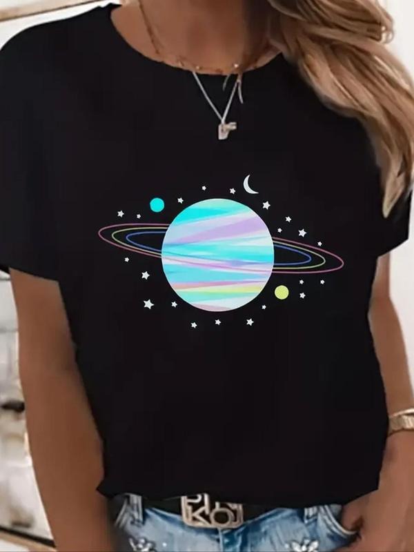 Planet Print Round Neck Casual Short Sleeve Crew - Adult & Kids T-Shirts, Sweatshirts & Hoodies apparel design preview 1
