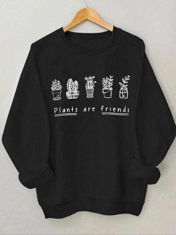 Plants Letter Print Drop Shoulder Casual Round Neck - Adult & Kids T-Shirts, Sweatshirts & Hoodies apparel design preview 1