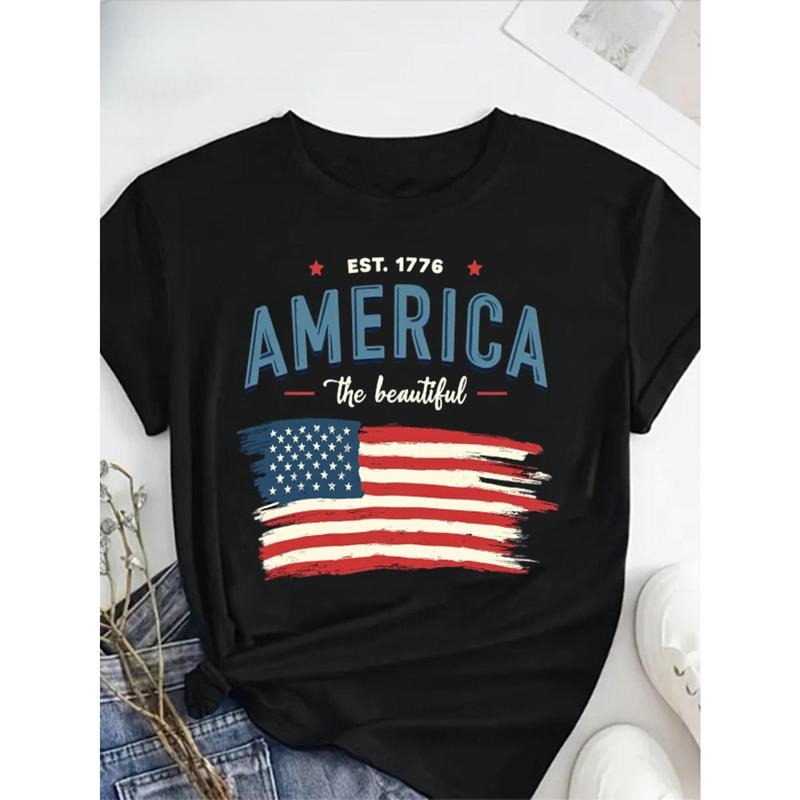 Plus Size 100% Cotton Patriotic America Black Round - Adult & Kids T-Shirts, Sweatshirts & Hoodies apparel design preview 1
