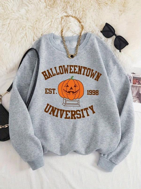 Pumpkin Letter Print Drop Shoulder Casual Round Neck - Adult & Kids T-Shirts, Sweatshirts & Hoodies apparel design preview 1