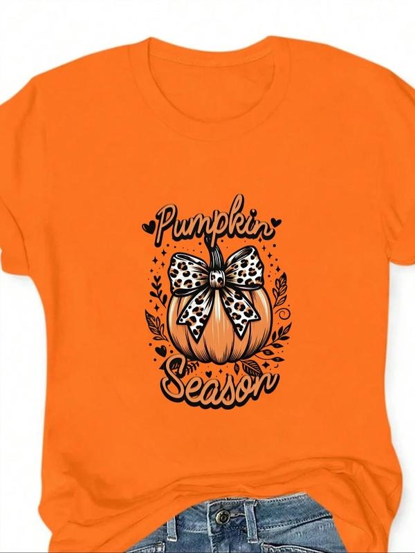 Pumpkin Letter Print Round Neck Casual Crew Short - Adult & Kids T-Shirts, Sweatshirts & Hoodies apparel design preview 1