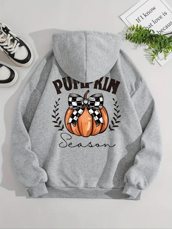 Pumpkin Print Drawstring Casual Letter Hooded Daily - Adult & Kids T-Shirts, Sweatshirts & Hoodies apparel design preview 1