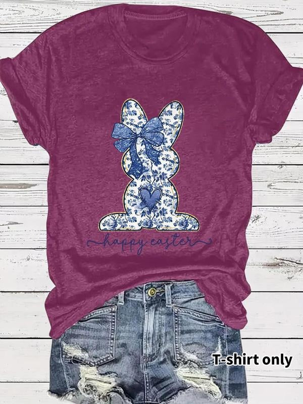 Rabbit Bow Print Round Neck Casual Short Sleeve - Adult & Kids T-Shirts, Sweatshirts & Hoodies apparel design preview 1