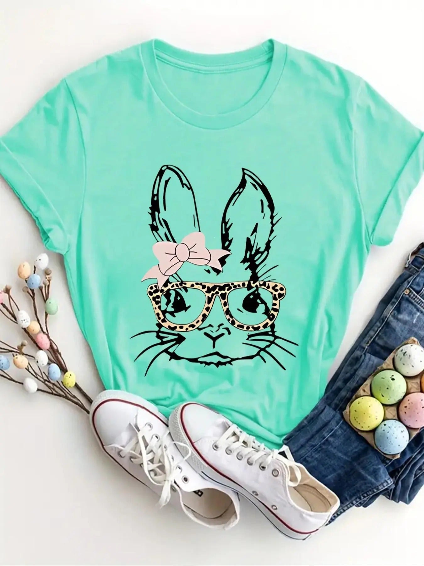 Rabbit Print Short Sleeve Casual Round Neck Summer - Adult & Kids T-Shirts, Sweatshirts & Hoodies apparel design preview 1