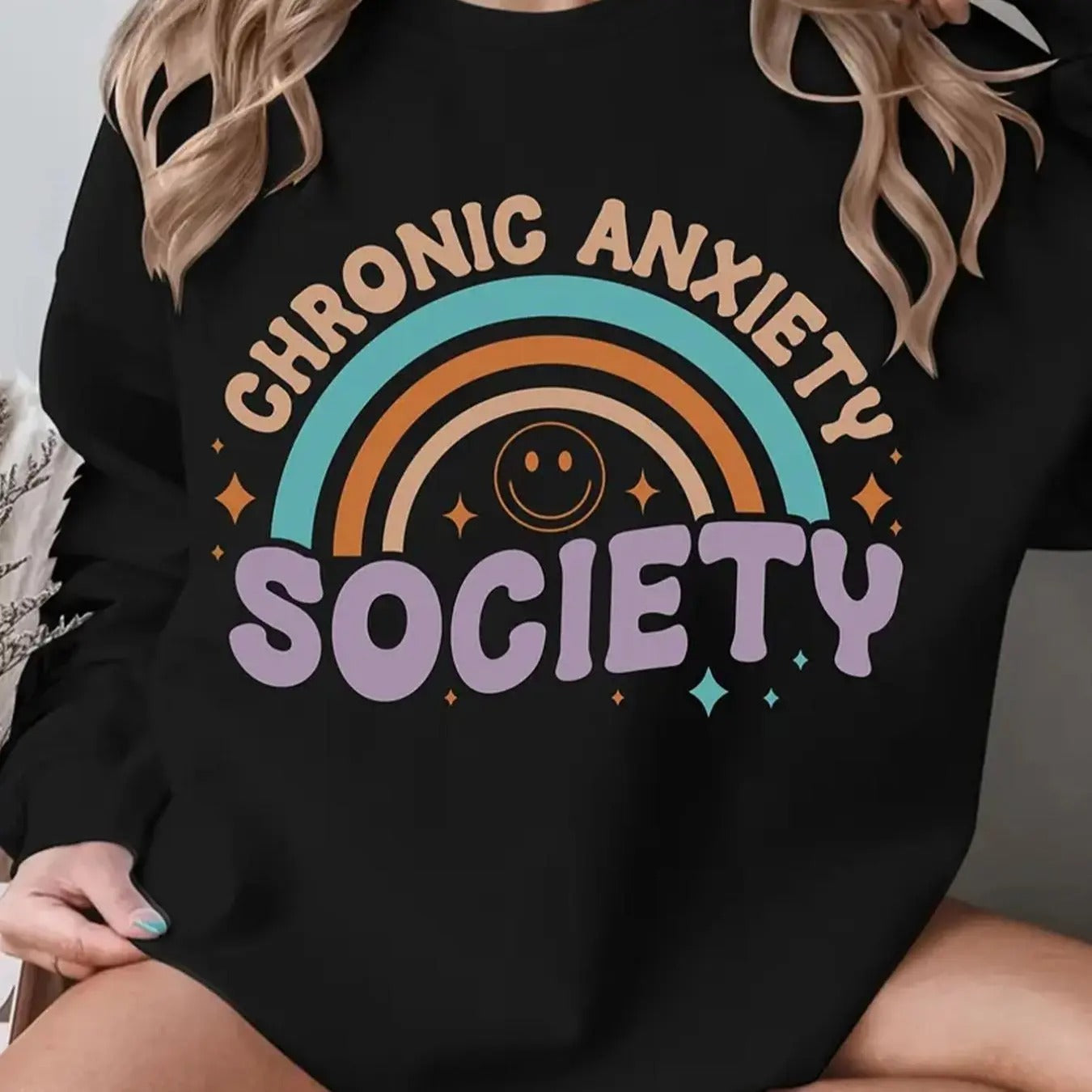 Rainbow Letter Print Round Neck 1 Count Casual Crew - Adult & Kids T-Shirts, Sweatshirts & Hoodies apparel design preview 1