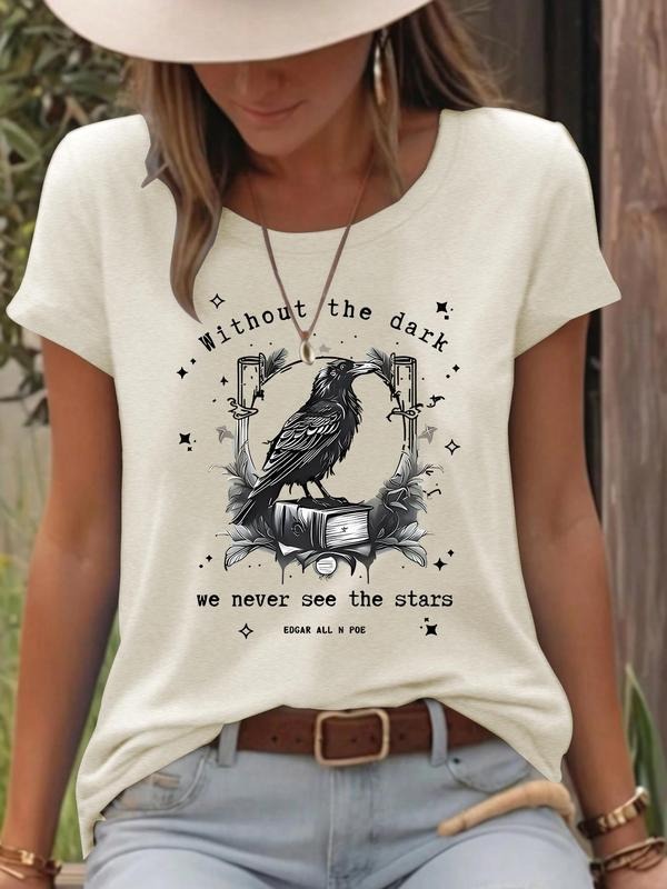 Raven Book Print Round Neck Casual Short Sleeve Crew - Adult & Kids T-Shirts, Sweatshirts & Hoodies apparel design preview 1