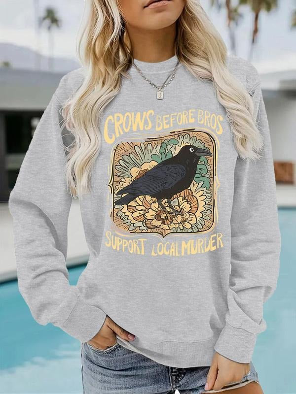 Raven Print Crew Neck Casual Daily Fall Winter - Adult & Kids T-Shirts, Sweatshirts & Hoodies apparel design preview 1