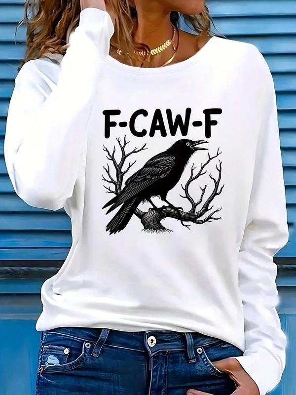 Raven Print Round Neck Top Casual Comfortable Loose - Adult & Kids T-Shirts, Sweatshirts & Hoodies apparel design preview 1