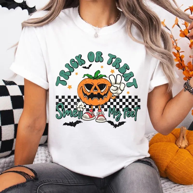 Retro Vintage Trick Treat Short Sleeve Casual Cotton - Adult & Kids T-Shirts, Sweatshirts & Hoodies apparel design preview 1