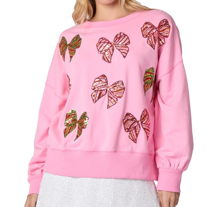 Sequins Bow Drop Shoulder Long Balloon Sleeve Round - Adult & Kids T-Shirts, Sweatshirts & Hoodies apparel design preview 1