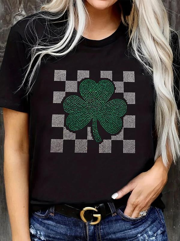 Shamrock Leaf Print Round Neck Casual Short Sleeve - Adult & Kids T-Shirts, Sweatshirts & Hoodies apparel design preview 1