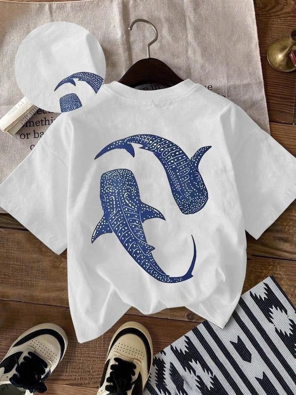 Shark Print Round Neck Casual Short Sleeve Crew Daily - Adult & Kids T-Shirts, Sweatshirts & Hoodies apparel design preview 1