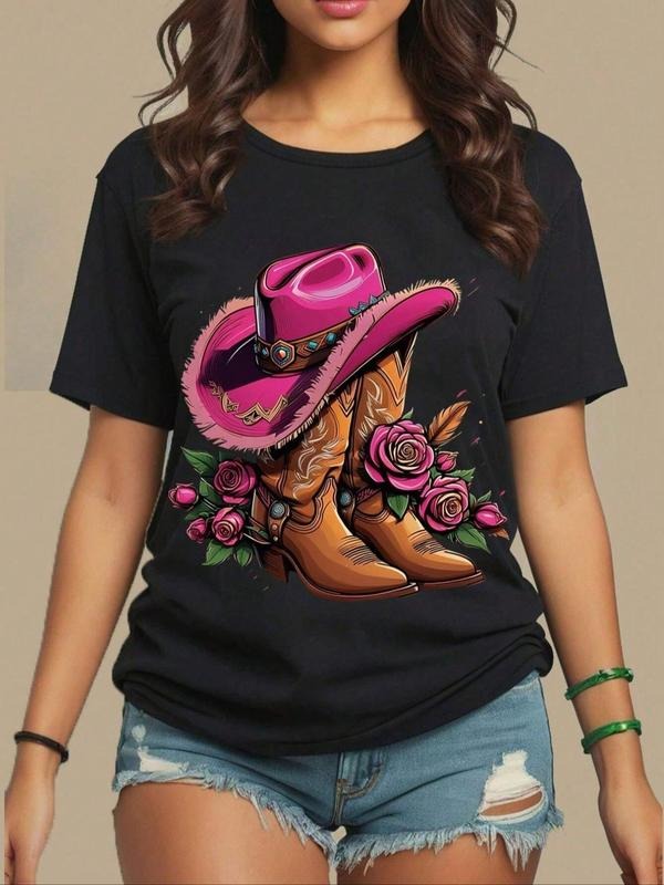 Shoes Rose Print Round Neck Vintage Casual Short - Adult & Kids T-Shirts, Sweatshirts & Hoodies apparel design preview 1