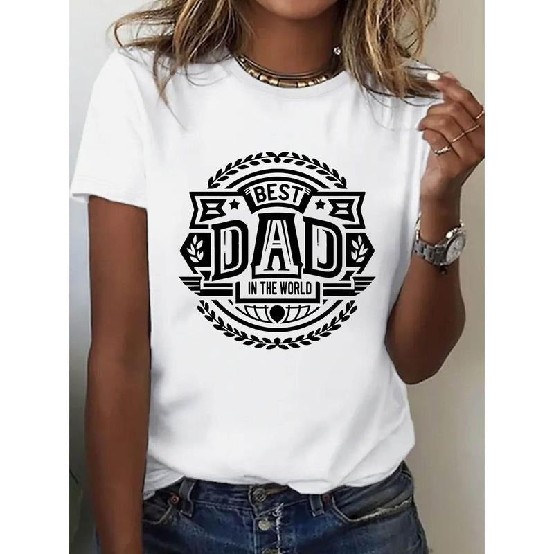 Short Sleeve White Casual Top "Best Dad World" Print - Adult & Kids T-Shirts, Sweatshirts & Hoodies apparel design preview 1