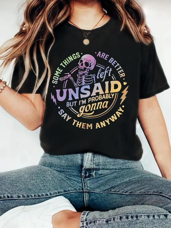 Skeleton Letter Print Round Neck Casual Crew Daily - Adult & Kids T-Shirts, Sweatshirts & Hoodies apparel design preview 1