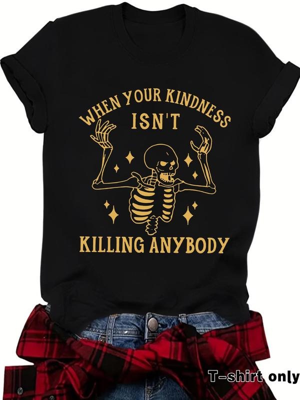 Skeleton Letter Print Round Neck Vintage Casual Short - Adult & Kids T-Shirts, Sweatshirts & Hoodies apparel design preview 1