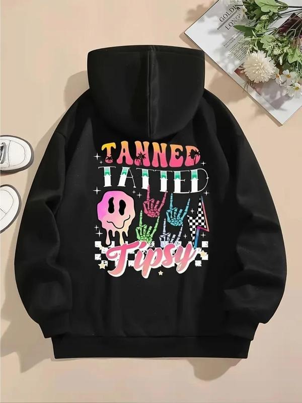 Skeleton Hand Letter Print Casual Hooded Daily - Adult & Kids T-Shirts, Sweatshirts & Hoodies apparel design preview 1