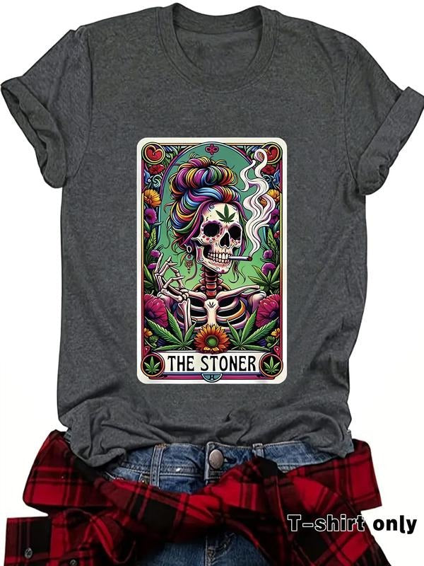 Skull Floral Print Round Neck Vintage Casual Short - Adult & Kids T-Shirts, Sweatshirts & Hoodies apparel design preview 1