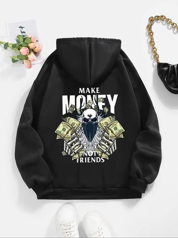 Skull Letter Print Drawstring Pocket Street Hooded - Adult & Kids T-Shirts, Sweatshirts & Hoodies apparel design preview 1