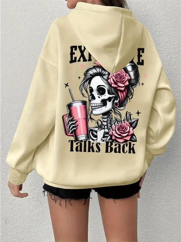 Skull Letter Print Drawstring Pocket Thermal Lined - Adult & Kids T-Shirts, Sweatshirts & Hoodies apparel design preview 1