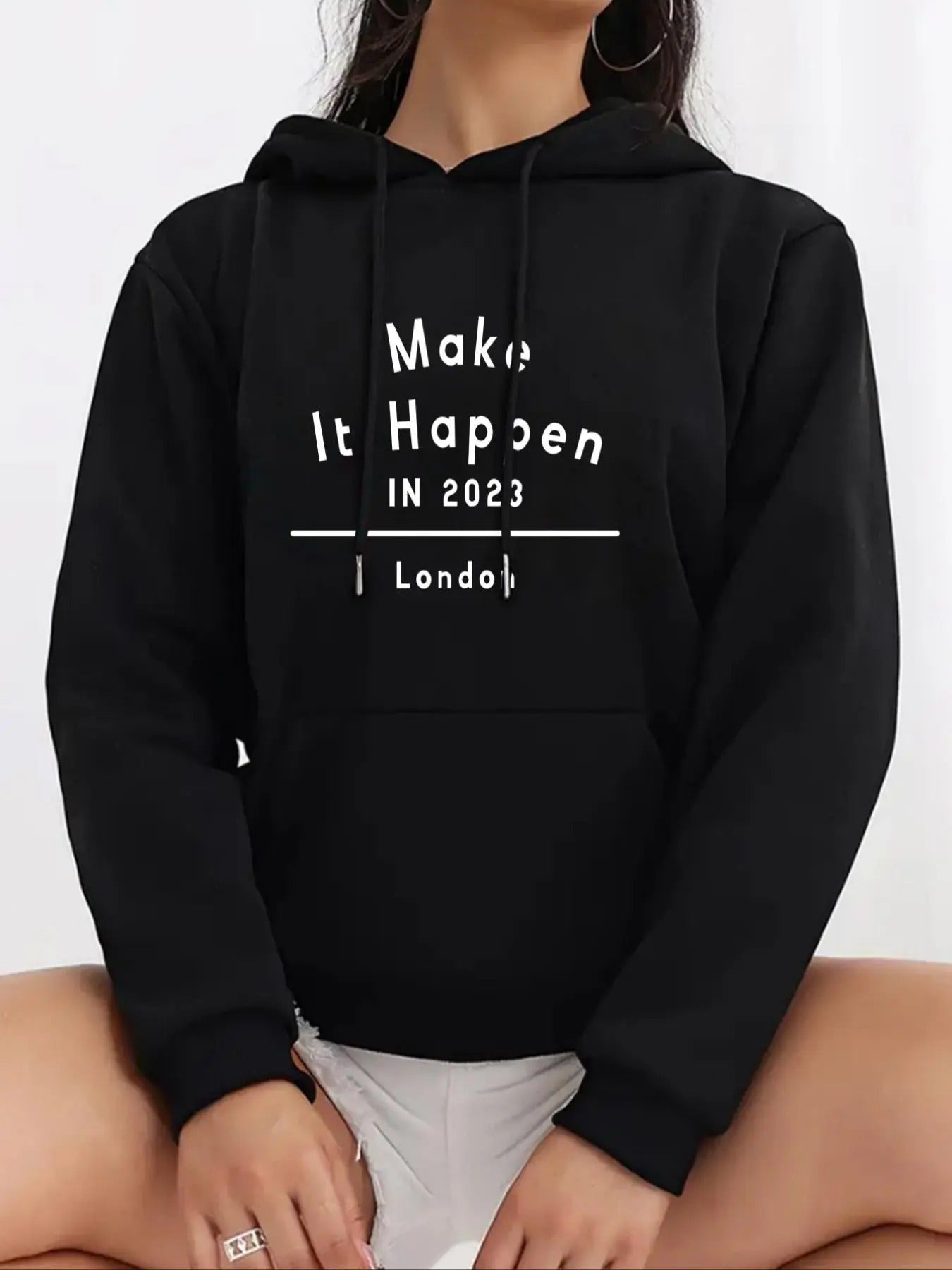 Slogan Print Drawstring Pocket Casual Hooded Daily - Adult & Kids T-Shirts, Sweatshirts & Hoodies apparel design preview 1