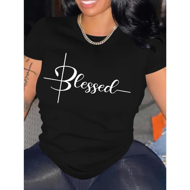 Soft Short Sleeve "BLESSED" Print White Crew Neck - Adult & Kids T-Shirts, Sweatshirts & Hoodies apparel design preview 1