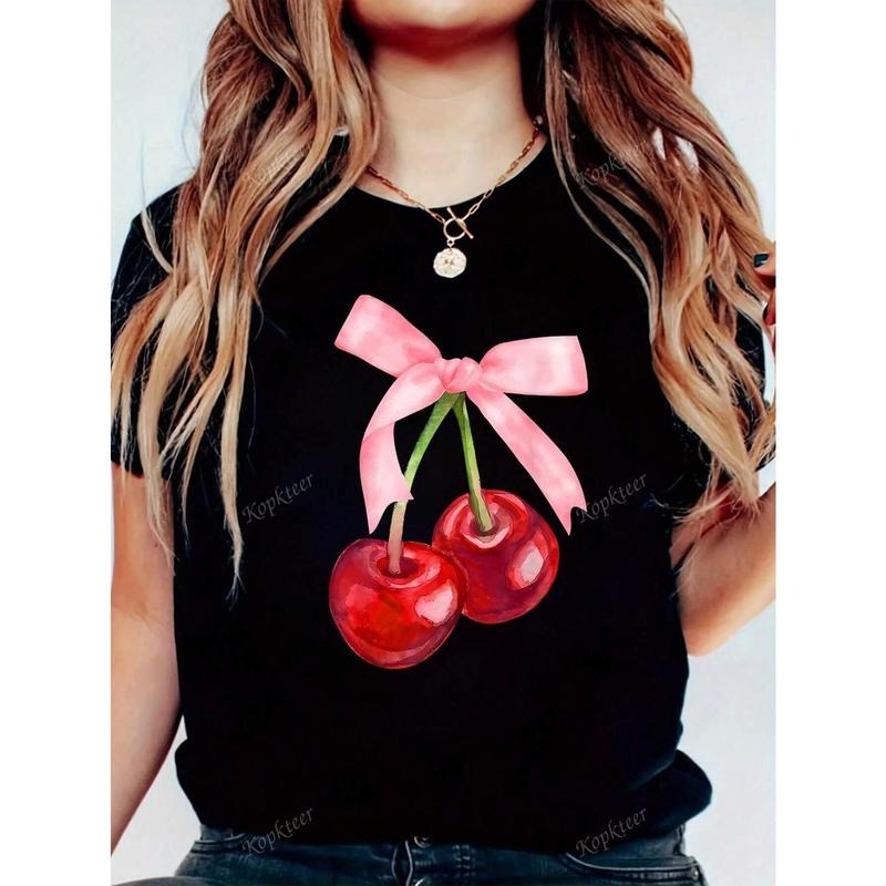 Solid Color Round Neck Short Sleeve Casual Cherry - Adult & Kids T-Shirts, Sweatshirts & Hoodies apparel design preview 1