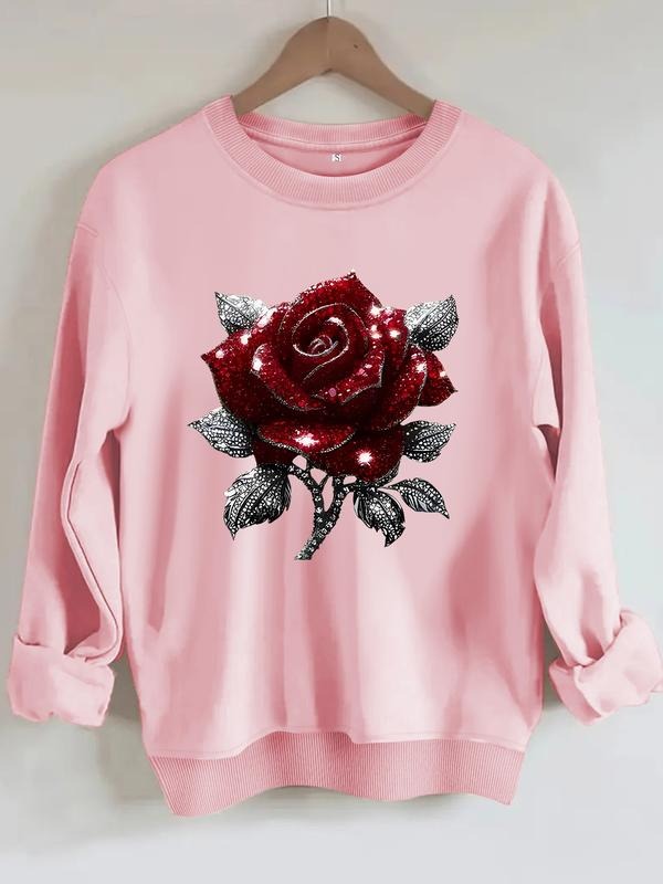 Sparkling Rose Print Round Neck Casual Comfort - Adult & Kids T-Shirts, Sweatshirts & Hoodies apparel design preview 1