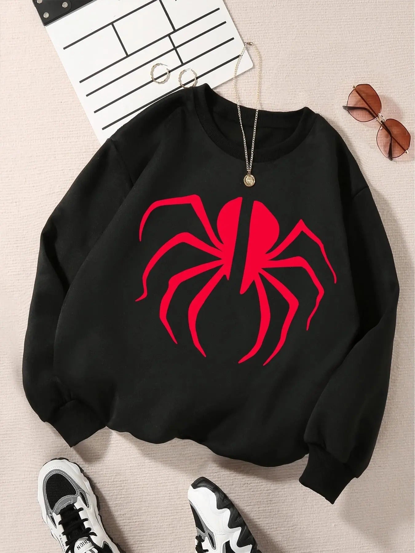 Spider Print Drop Shoulder Casual Round Neck Fall - Adult & Kids T-Shirts, Sweatshirts & Hoodies apparel design preview 1