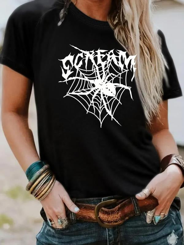 Spider Web Print Round Neck Casual Crew Daily - Adult & Kids T-Shirts, Sweatshirts & Hoodies apparel design preview 1