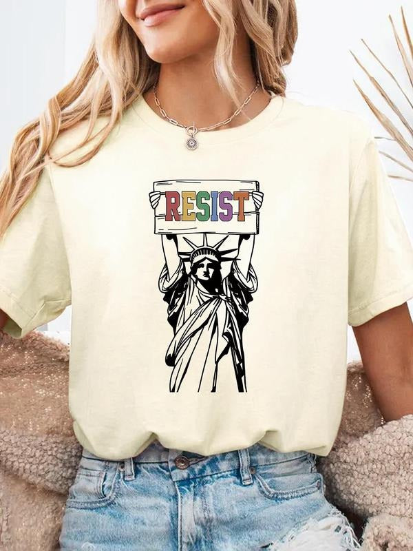 Statue Liberty Print Round Neck Casual Short Sleeve - Adult & Kids T-Shirts, Sweatshirts & Hoodies apparel design preview 1