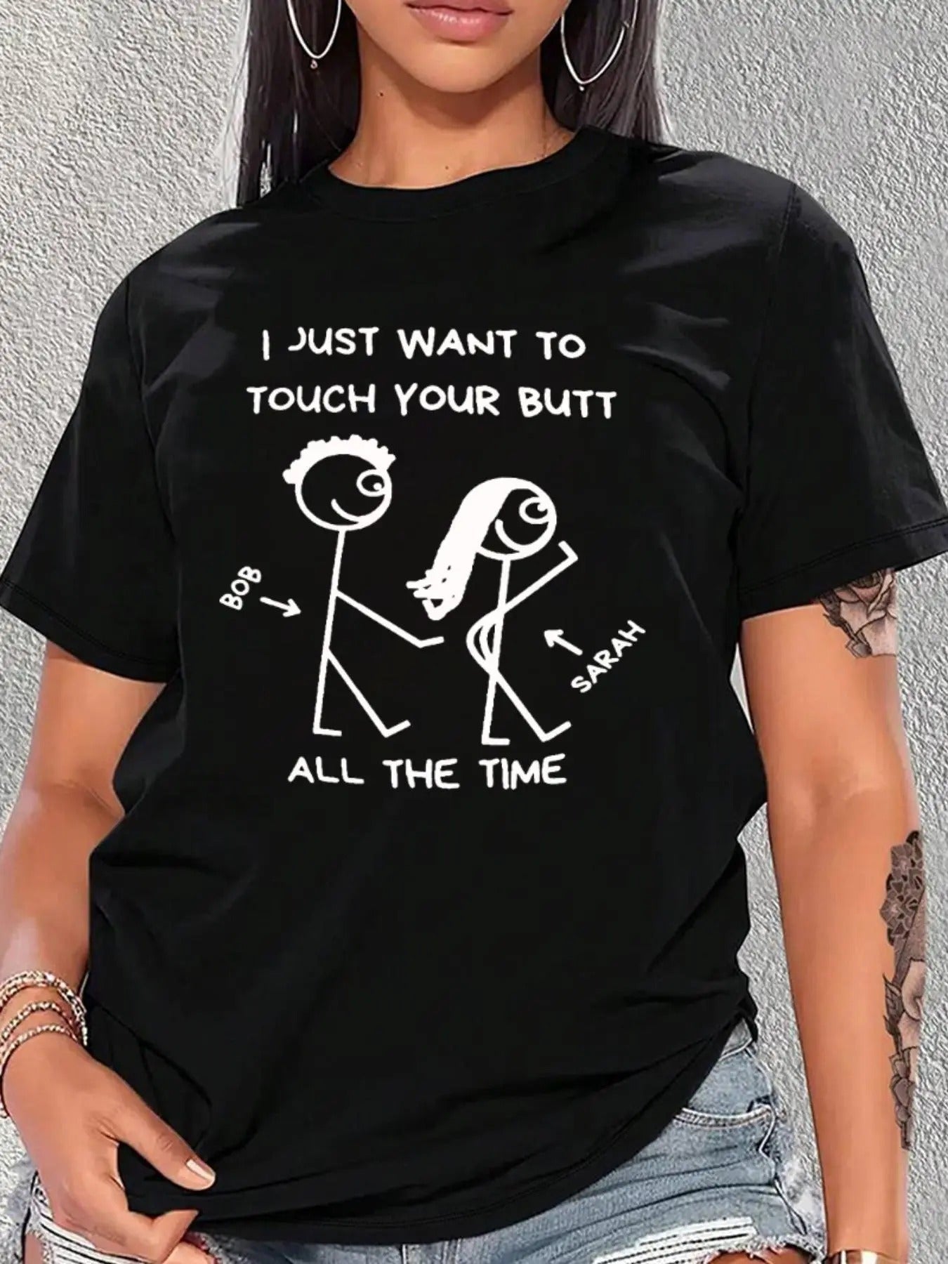 Stick Figure Letter Print Round Neck Casual Short - Adult & Kids T-Shirts, Sweatshirts & Hoodies apparel design preview 1