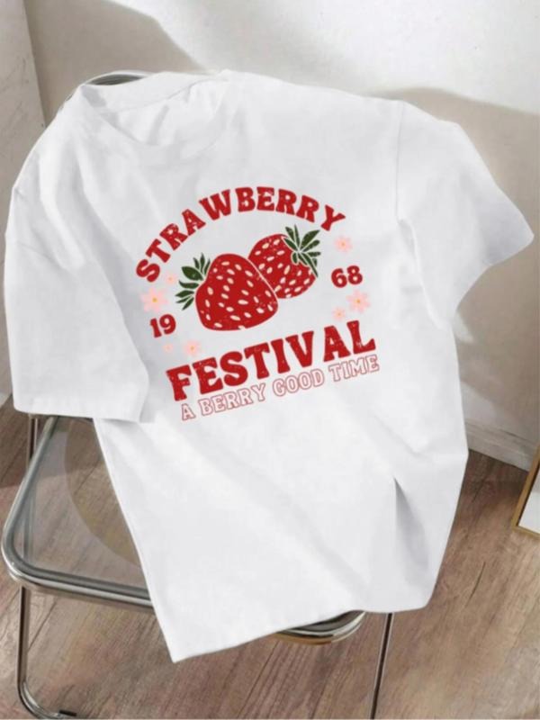 Strawberry Letter Print Round Neck Casual Short - Adult & Kids T-Shirts, Sweatshirts & Hoodies apparel design preview 1
