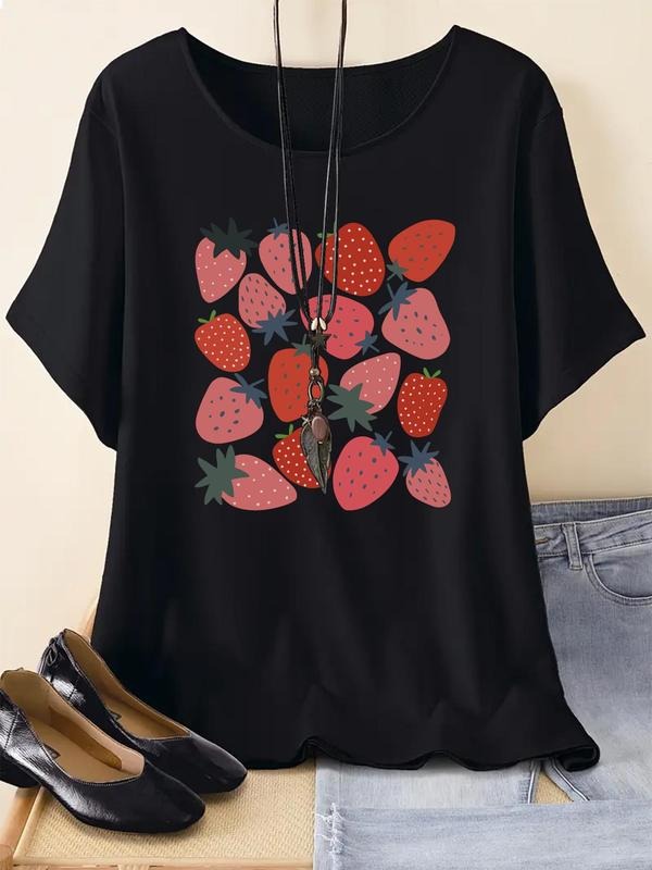 Strawberry Print Round Neck Casual Short Sleeve - Adult & Kids T-Shirts, Sweatshirts & Hoodies apparel design preview 1