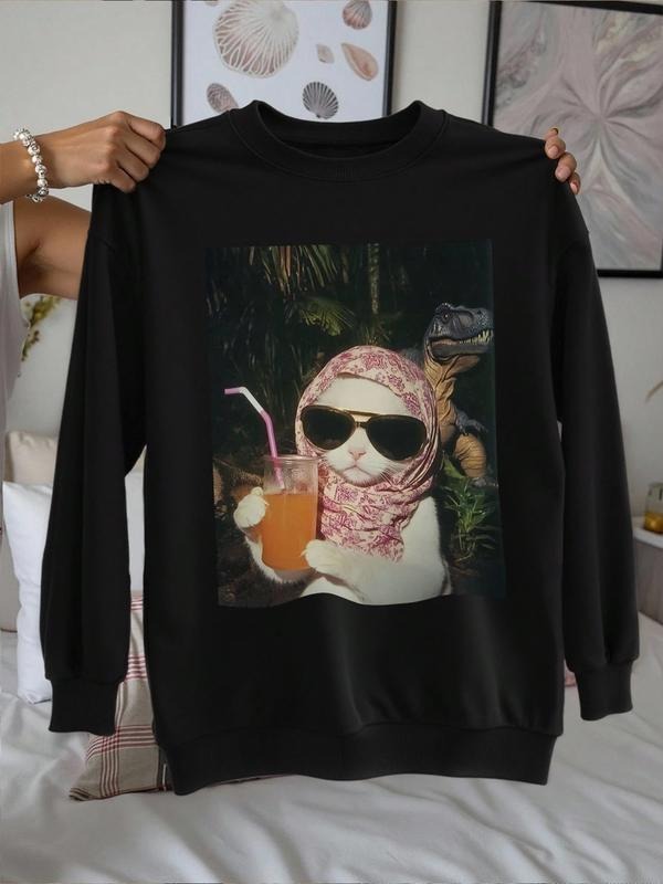 Street Hooded Cat Print Sunglasses Casual Fitted - Adult & Kids T-Shirts, Sweatshirts & Hoodies apparel design preview 1
