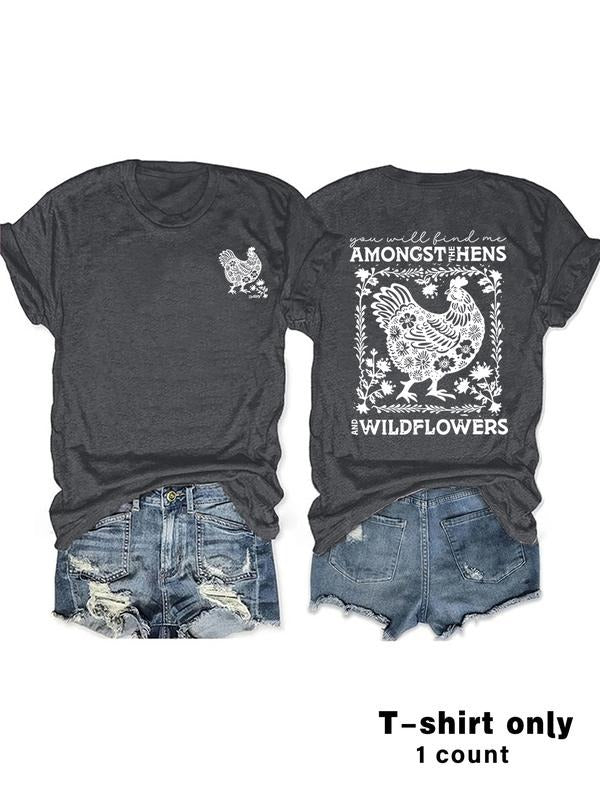 Summer Casual Vintage Chicken Print Round Neck Short - Adult & Kids T-Shirts, Sweatshirts & Hoodies apparel design preview 1
