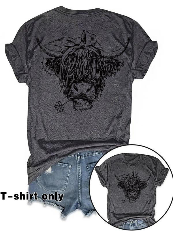 Summer Casual Vintage Cow Print Round Neck Short - Adult & Kids T-Shirts, Sweatshirts & Hoodies apparel design preview 1